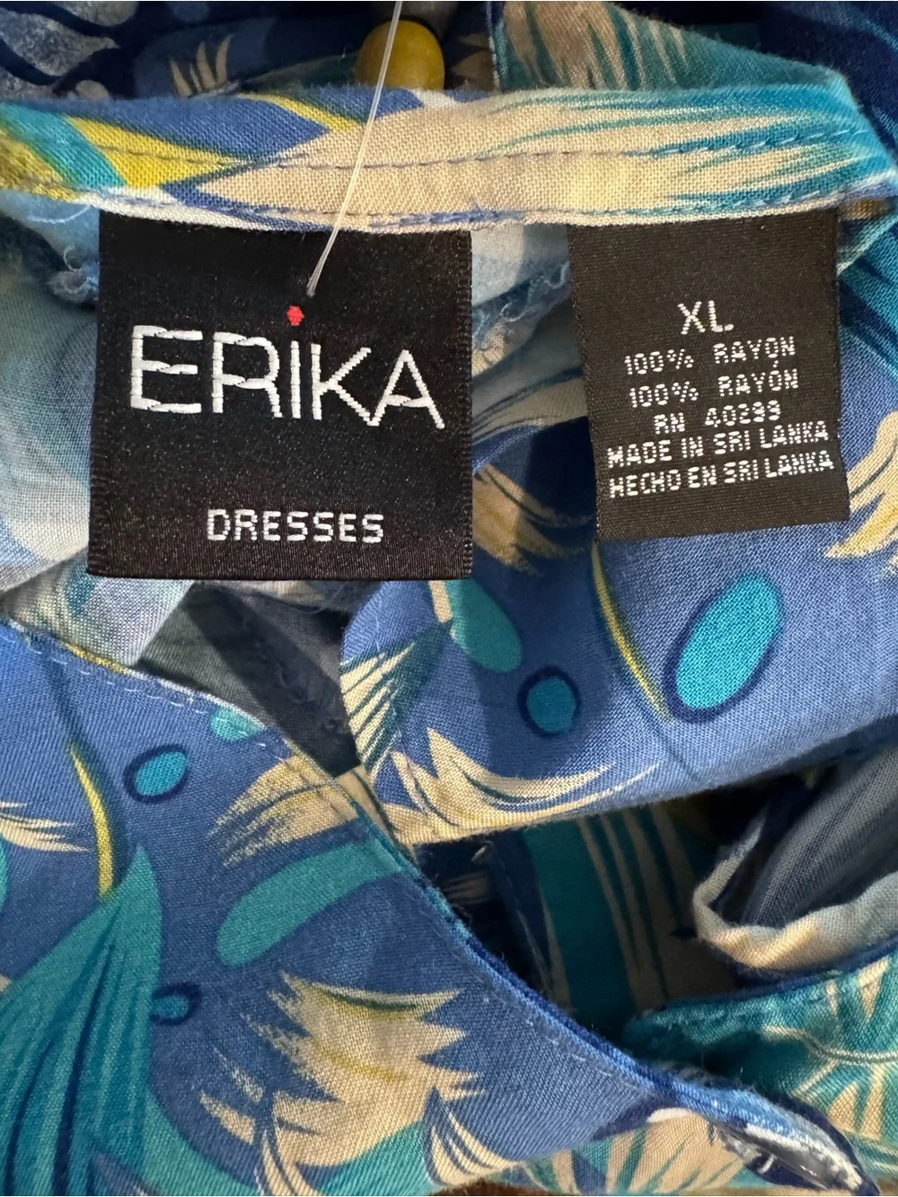 NWT Erika Blue Tropical Print Sleeveless Maxi Dress - Picture 5 of 5